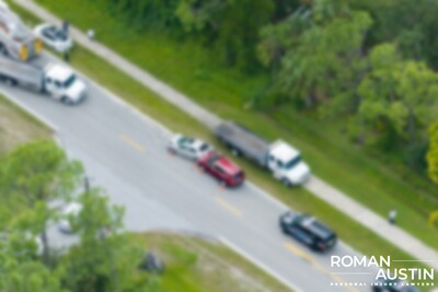 An auto accident scene on a Clearwater, FL street. 